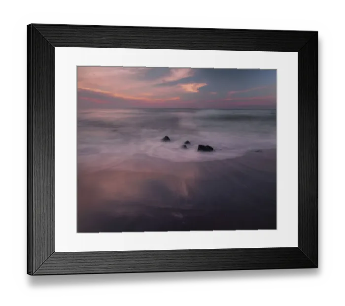 Framed Print : USA, New Jersey, Cape May National Seashore. Sunrise on rocky shore and ocean