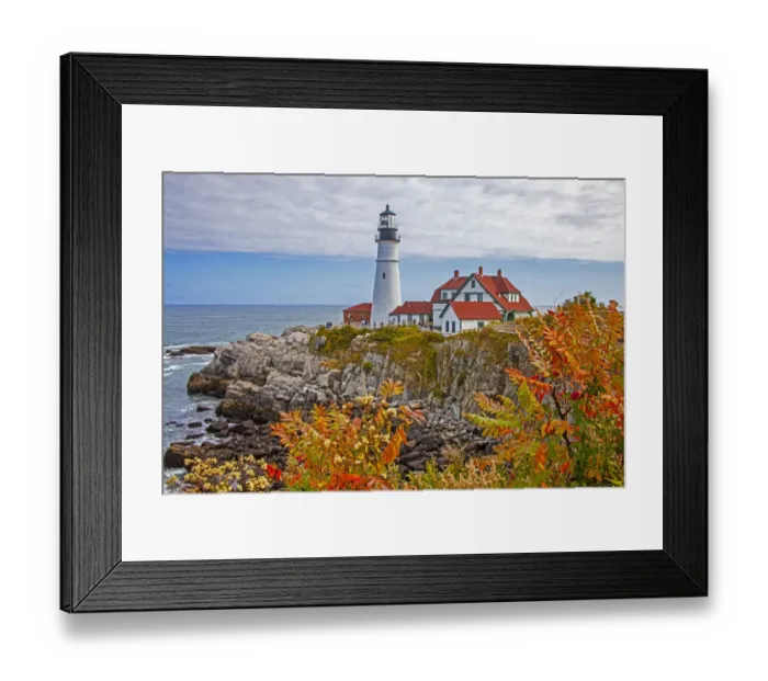 Framed Print : USA, New England, Maine, Cape Elizabeth, Atlantic Portland Head Lighthouse during Framed Print : USA, New England, Maine, Cape Elizabeth, Atlantic Portland Head Lighthouse during