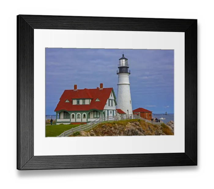 Framed Print : USA, New England, Maine, Cape Elizabeth, Atlantic Portland Head Lighthouse during Framed Print : USA, New England, Maine, Cape Elizabeth, Atlantic Portland Head Lighthouse during