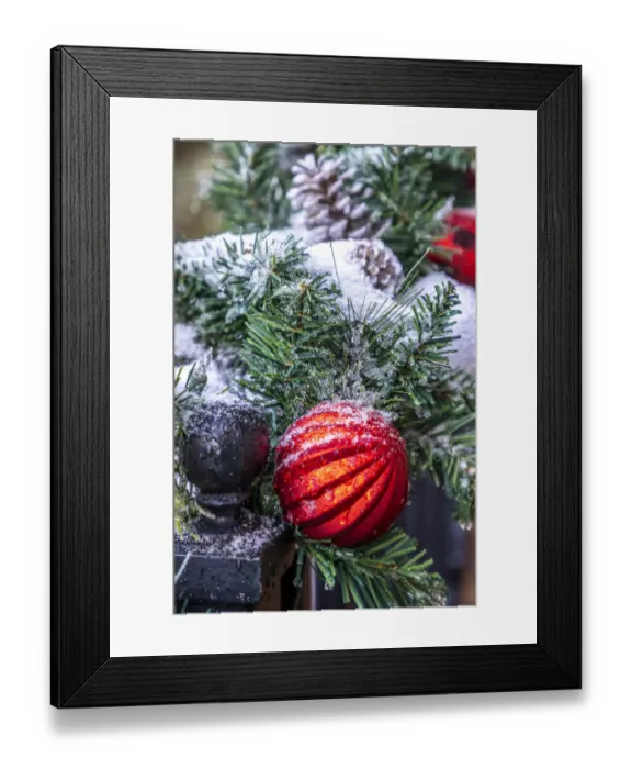 Framed Print : USA, Maryland, Bethesda, First snowfall on Holiday decoration Framed Print : USA, Maryland, Bethesda, First snowfall on Holiday decoration