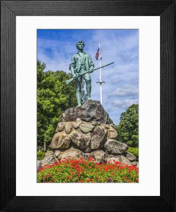 Framed Print : Lexington Minute Man Patriot Statue, Lexington Battle Green, Massachusetts