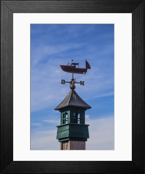 Framed Print : USA, New England, Maine, Mt. Desert Island weather vane topped with a fishing boat Framed Print : USA, New England, Maine, Mt. Desert Island weather vane topped with a fishing boat