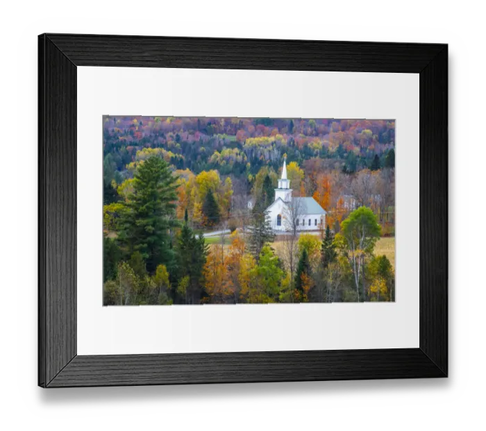 Framed Print : USA, New England, Vermont small village, and white church, Autumn Framed Print : USA, New England, Vermont small village, and white church, Autumn
