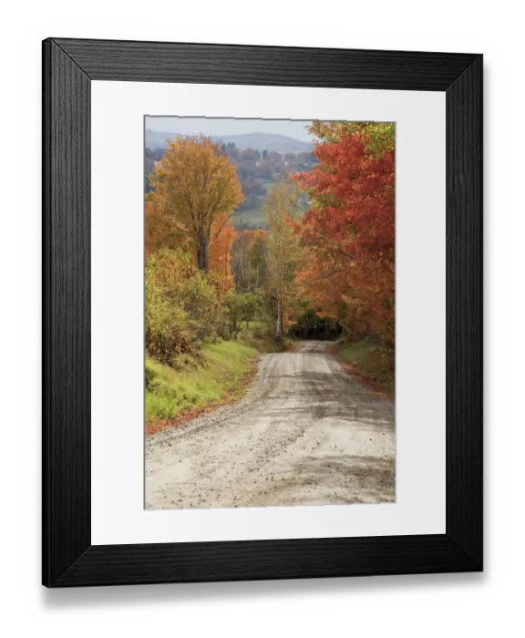 Framed Print : USA, New England, Vermont tree-lined roadway in Autumns Fall colors