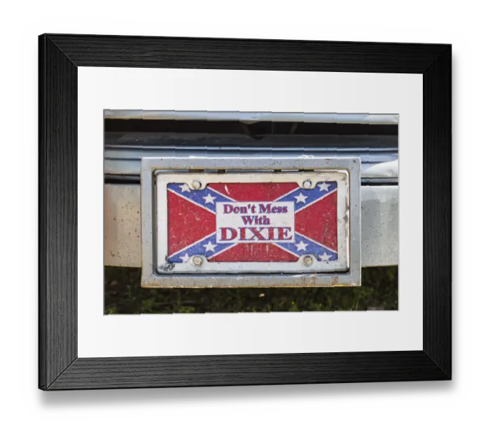 Framed Print : Marble Falls, Texas, USA. Decorative license plate with a Confederate flag Framed Print : Marble Falls, Texas, USA. Decorative license plate with a Confederate flag