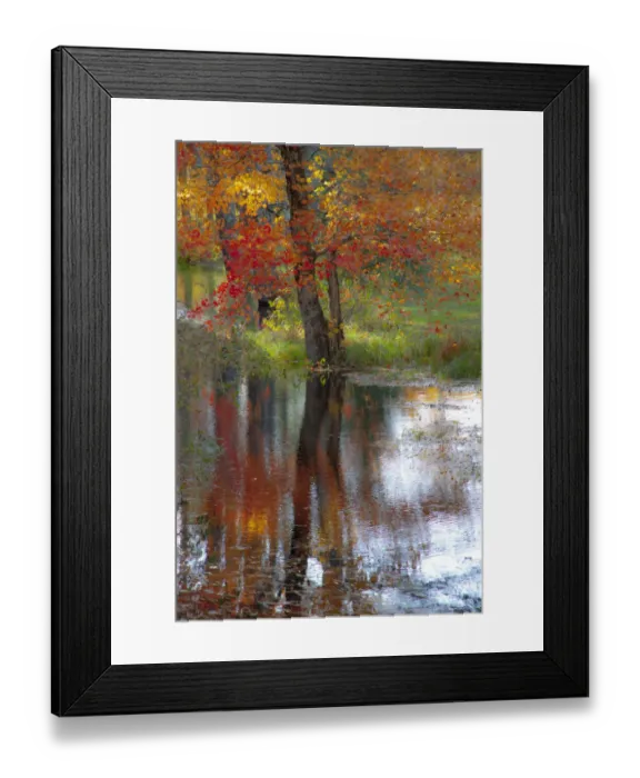 Framed Print : USA, New Hampshire, Jackson, Autumn in New England with Fall Color of Maple Tree