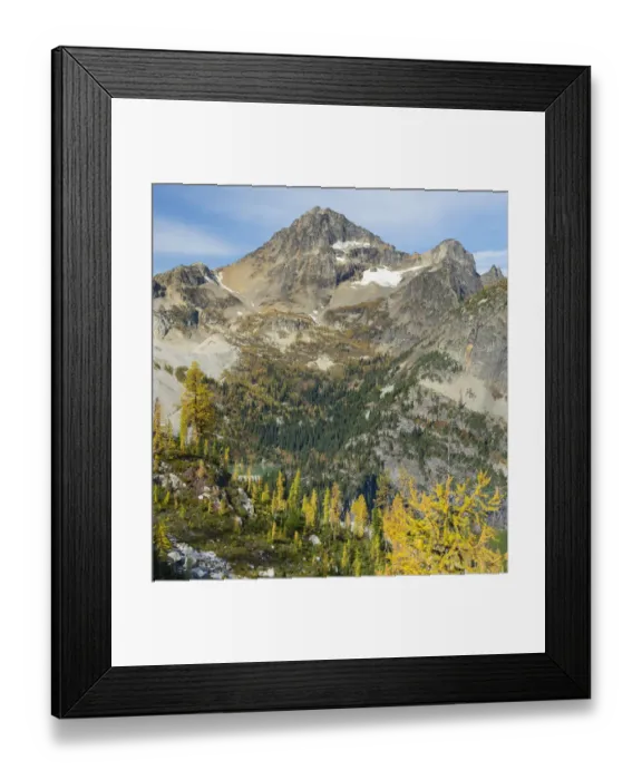 Framed Print : Washington State, North Cascades, Lewis Lake and Black Peak, view from Heather Pass