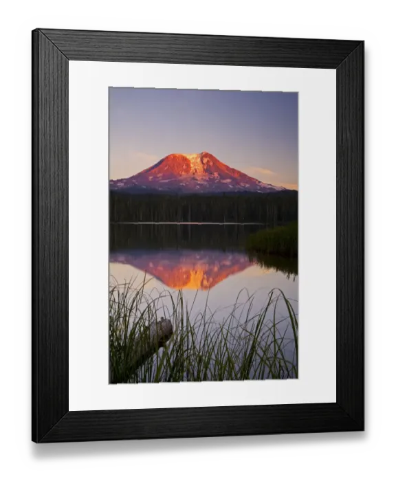 Framed Print : USA, Washington State, Sunset on Mt. Adams reflecting in Lake Takhlakh Framed Print : USA, Washington State, Sunset on Mt. Adams reflecting in Lake Takhlakh