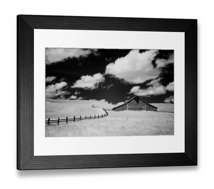Framed Print : USA, Palouse Country, Washington State, Infrared Palouse fields and barn Framed Print : USA, Palouse Country, Washington State, Infrared Palouse fields and barn