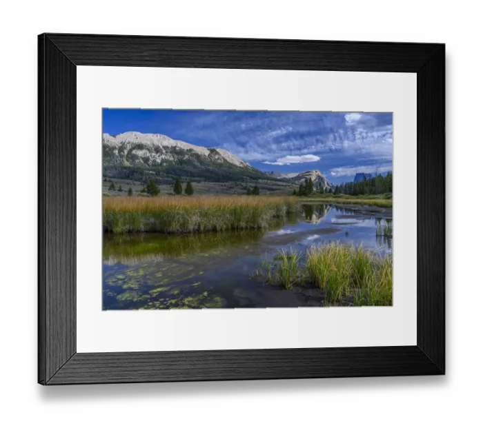 Framed Print : USA, Wyoming. White Rock Mountain and Squaretop Peak above Green River wetland Framed Print : USA, Wyoming. White Rock Mountain and Squaretop Peak above Green River wetland