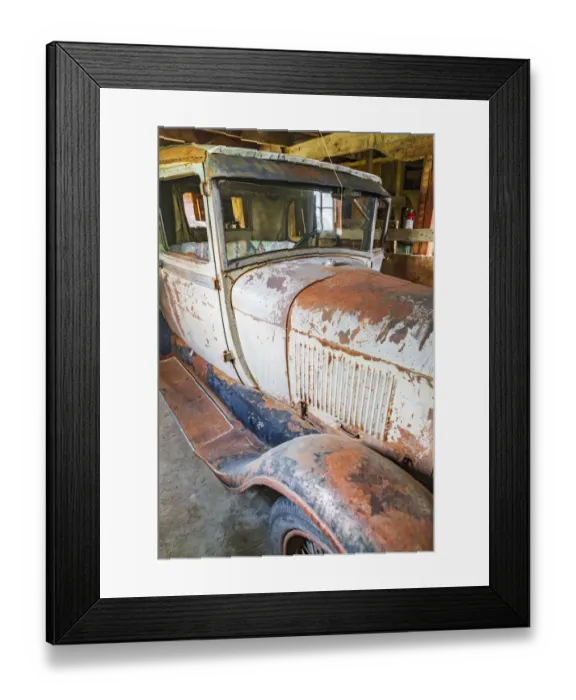 Framed Print : Latah, Washington State, USA. Rusted vintage Ford Model A pickup truck in a barn Framed Print : Latah, Washington State, USA. Rusted vintage Ford Model A pickup truck in a barn