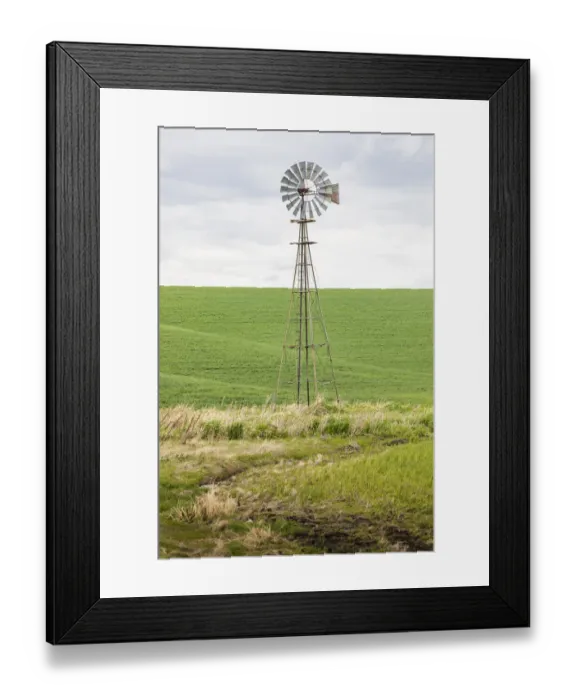 Framed Print : Palouse, Washington State, USA. Windmill in wheat field in the Palouse hills Framed Print : Palouse, Washington State, USA. Windmill in wheat field in the Palouse hills
