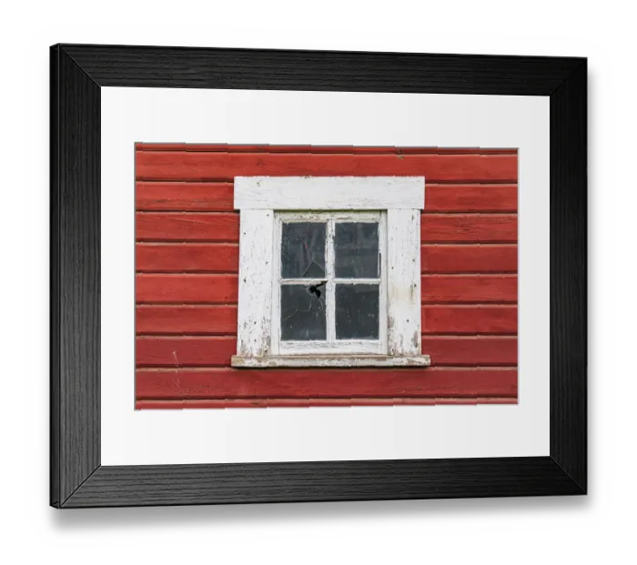 Framed Print : Latah, Washington State, USA. White framed window in a red barn Framed Print : Latah, Washington State, USA. White framed window in a red barn