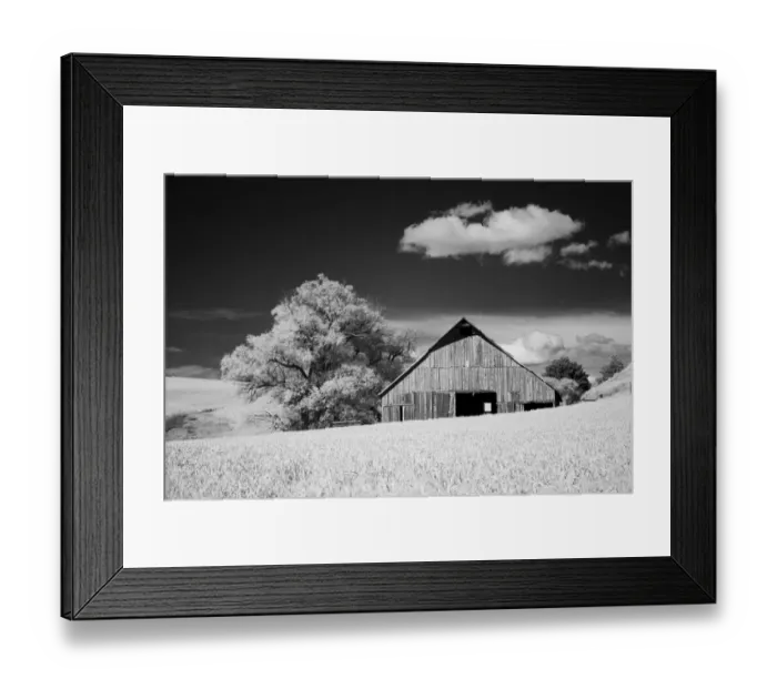 Framed Print : USA, Palouse Country, Washington State, Infrared Palouse fields and barn Framed Print : USA, Palouse Country, Washington State, Infrared Palouse fields and barn