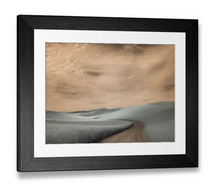 Framed Print : USA, Washington State, Palouse region, winding backcountry road through wheat fields