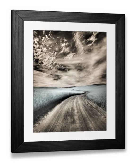 Framed Print : USA, Washington State, Palouse region, winding backcountry road through wheat fields Framed Print : USA, Washington State, Palouse region, winding backcountry road through wheat fields