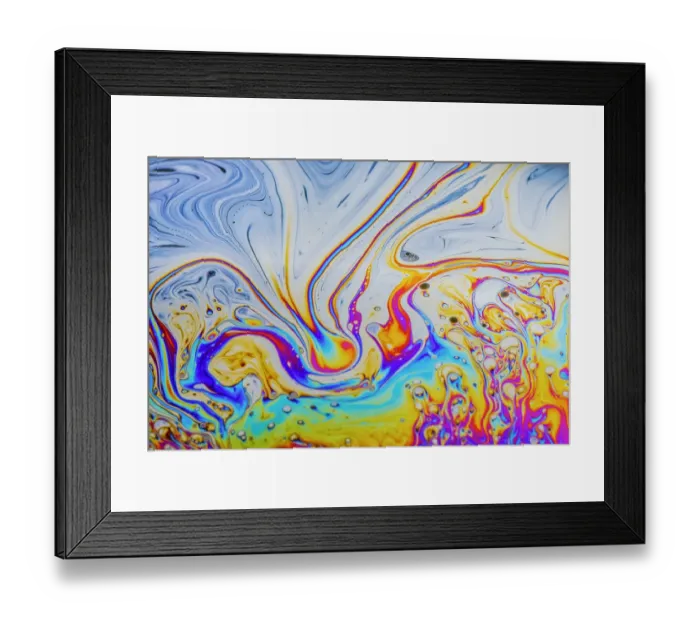 Framed Print : Abstract pattern of refracted light in soap bubble