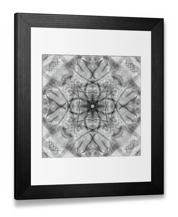 Framed Print : Black and white of kaleidoscope abstract Framed Print : Black and white of kaleidoscope abstract