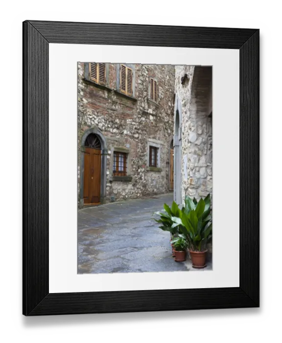 Framed Print : Italy, Radda in Chianti. Street view of Radda in Chianti
