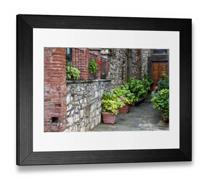 Framed Print : Italy, Radda in Chianti. Entrance to homes along the streets of Radda in Chianti Framed Print : Italy, Radda in Chianti. Entrance to homes along the streets of Radda in Chianti