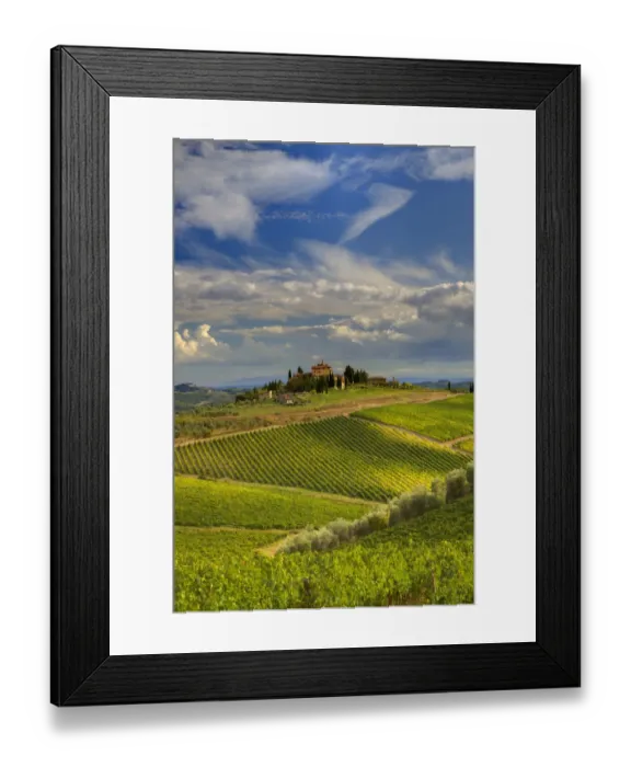 Framed Print : Italy, Tuscany. A view of the vineyards and villa in Chianti region of Tuscany, Italy Framed Print : Italy, Tuscany. A view of the vineyards and villa in Chianti region of Tuscany, Italy