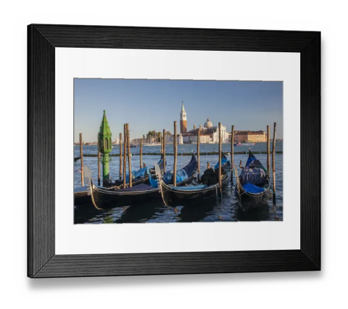 Framed Print : Italy, Venice. View of gondolas in front of Piazza San Marco (St. Marks Square) towards San Giorgio Maggiore, Venice, Italy Framed Print : Italy, Venice. View of gondolas in front of Piazza San Marco (St. Marks Square) towards San Giorgio Maggiore, Venice, Italy
