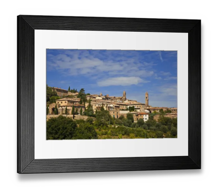 Framed Print : Italy, Tuscany, Montalcino. The hill town of Montalcino as seen from below Framed Print : Italy, Tuscany, Montalcino. The hill town of Montalcino as seen from below