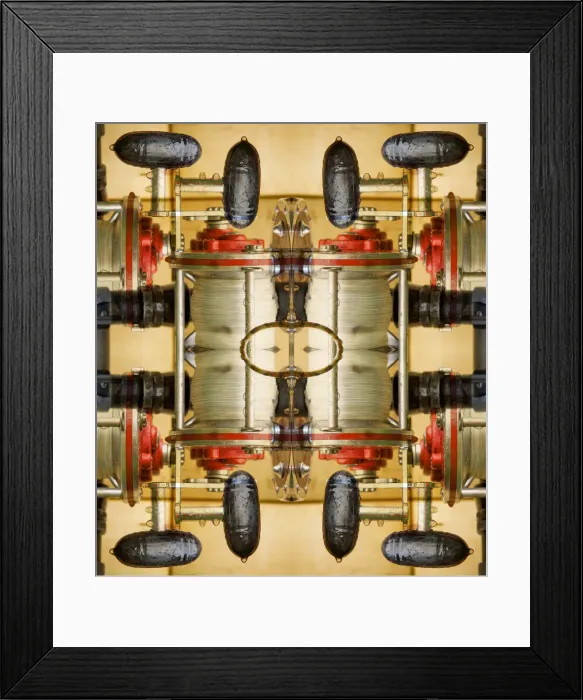 Framed Print : Fishing reel abstract