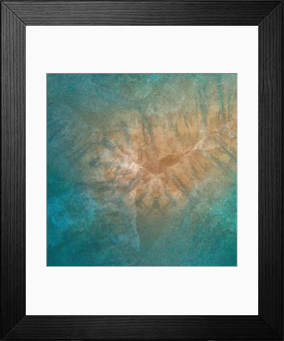 Framed Print : Tan and aqua abstract