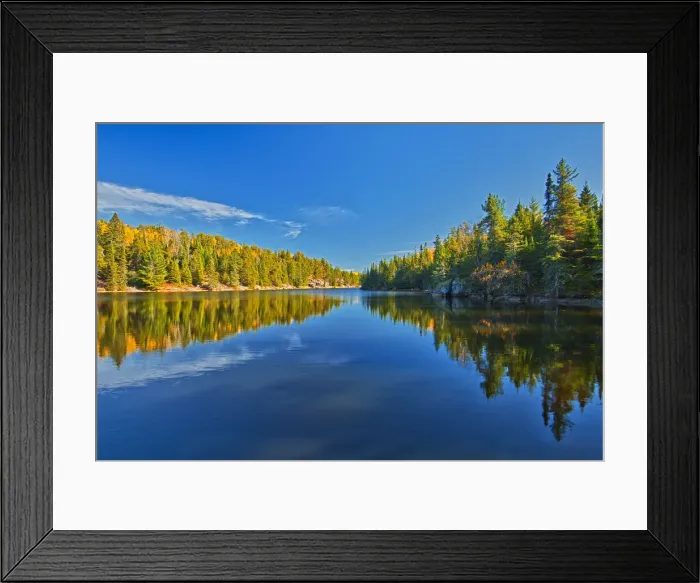 Framed Print : Canada, Ontario. Forest reflections on Blindfold Lake in autumn Framed Print : Canada, Ontario. Forest reflections on Blindfold Lake in autumn
