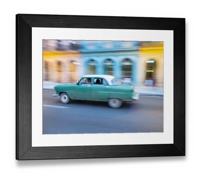 Framed Print : Cuba, Havana, Havana Vieja, UNESCO World Heritage Site, classic car in motion Framed Print : Cuba, Havana, Havana Vieja, UNESCO World Heritage Site, classic car in motion