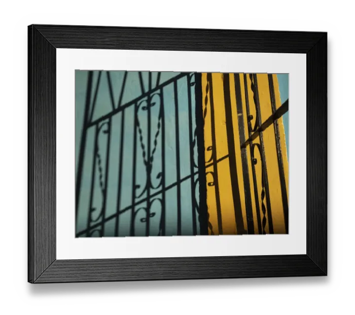 Framed Print : Cuba, Camaguey, UNESCO World Heritage Site, wrought iron gate and colorful walls Framed Print : Cuba, Camaguey, UNESCO World Heritage Site, wrought iron gate and colorful walls