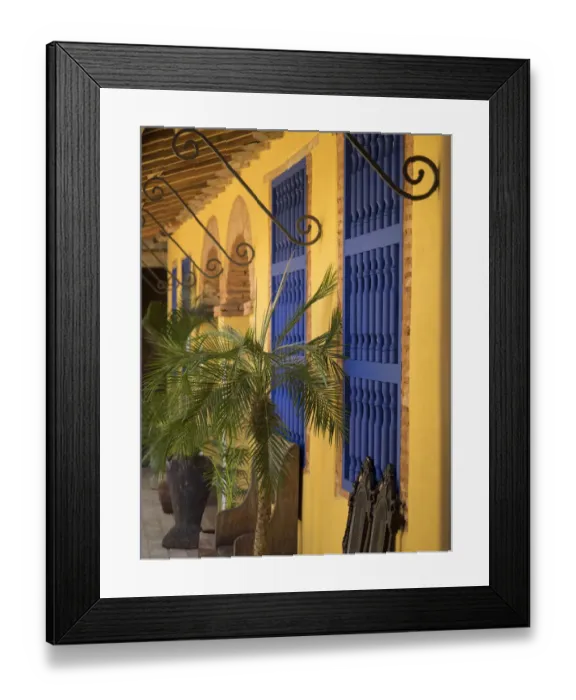 Framed Print : Cuba, Trinidad, UNESCO World Heritage Site, blue shutters in courtyard of Casa Particular, Spanish style colonial home. (PR) Framed Print : Cuba, Trinidad, UNESCO World Heritage Site, blue shutters in courtyard of Casa Particular, Spanish style colonial home. (PR)