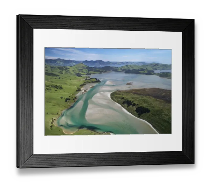 Framed Print : Hoopers Inlet and farmland, Otago Peninsula, Dunedin, South Island, New Zealand