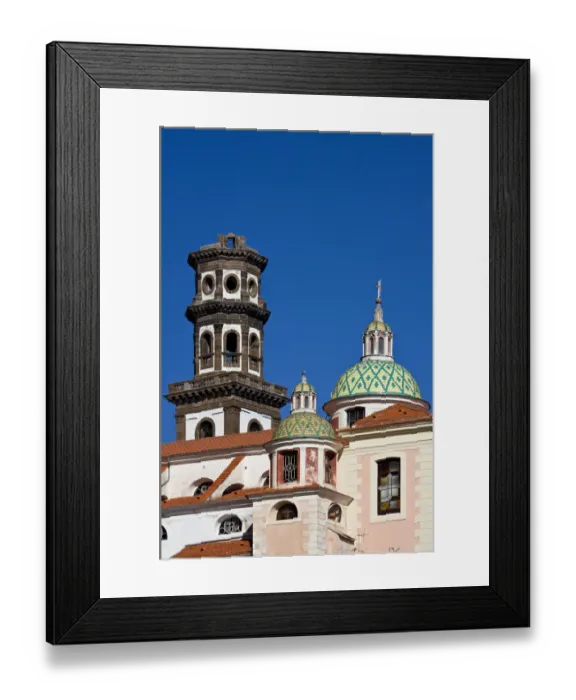 Framed Print : Italy, Campania, Atrani, Amalfi Coast. This is the dome and bell tower of the church of Santa Maria