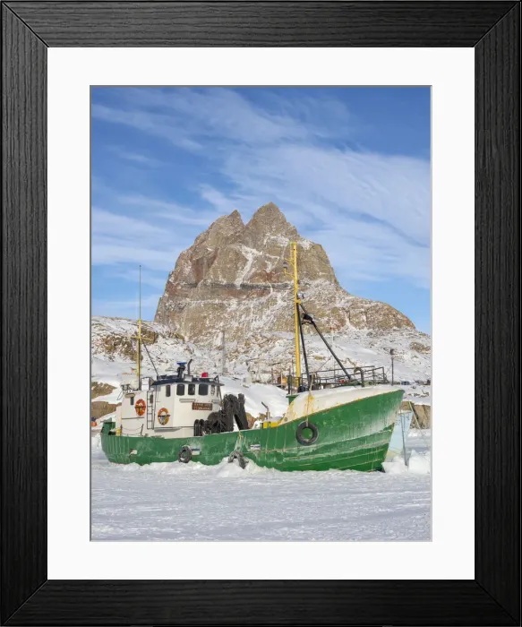 Framed Print : The frozen harbor of Uummannaq during winter in northern West Greenland beyond the Arctic Circle. Greenland, Danish territory Framed Print : The frozen harbor of Uummannaq during winter in northern West Greenland beyond the Arctic Circle. Greenland, Danish territory