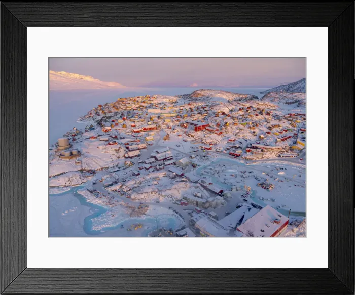 Framed Print : Town Uummannaq during winter in northern West Greenland beyond the Arctic Circle. Greenland, Danish territory