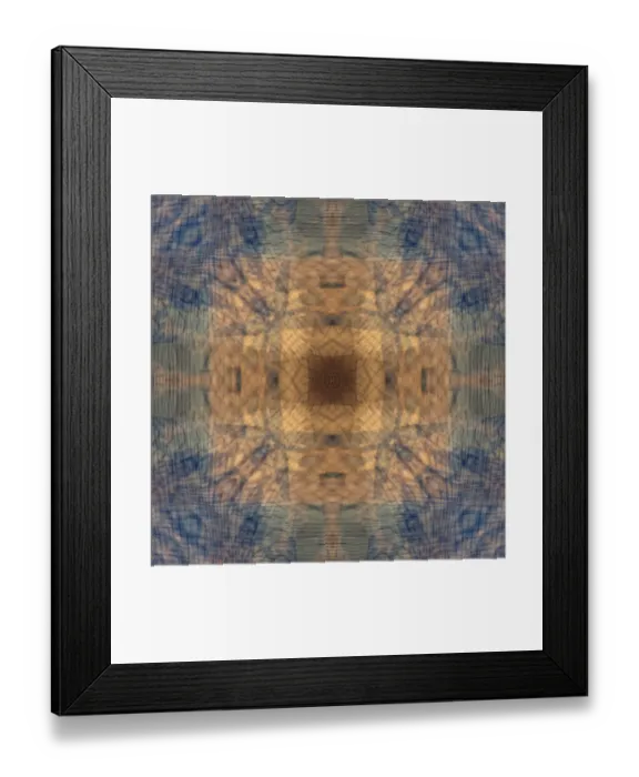 Framed Print : Blue and tan abstract