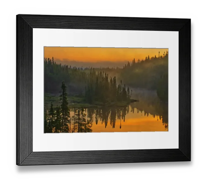 Framed Print : Canada, Ontario, Schreiber. Sunrise fog and forest reflect in lake Framed Print : Canada, Ontario, Schreiber. Sunrise fog and forest reflect in lake