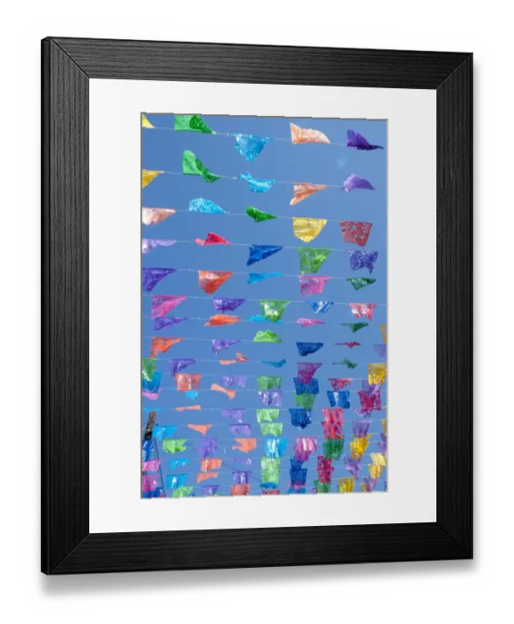 Framed Print : Colorful pennants on lines Framed Print : Colorful pennants on lines