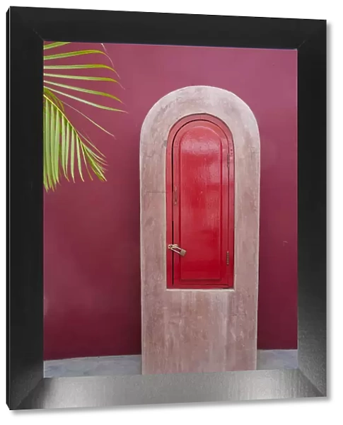 Todos Santos, Mexico. Red door in a red wall
