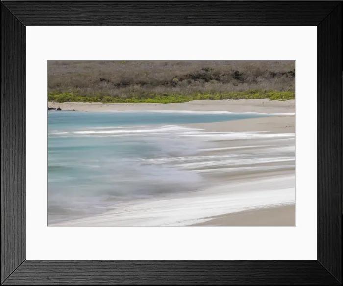 Framed Print : Surf pattern washing up on white sandy beach, Espanola Island, Galapagos Islands, Ecuador