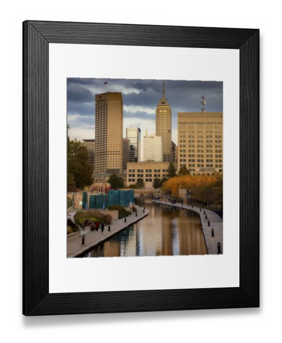 Framed Print : Canal with downtown view, White River State Park, Indianapolis, Indiana, USA Framed Print : Canal with downtown view, White River State Park, Indianapolis, Indiana, USA