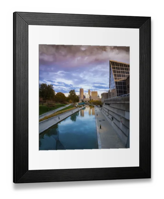 Framed Print : Canal with downtown view, White River State Park, Indianapolis, Indiana, USA Framed Print : Canal with downtown view, White River State Park, Indianapolis, Indiana, USA