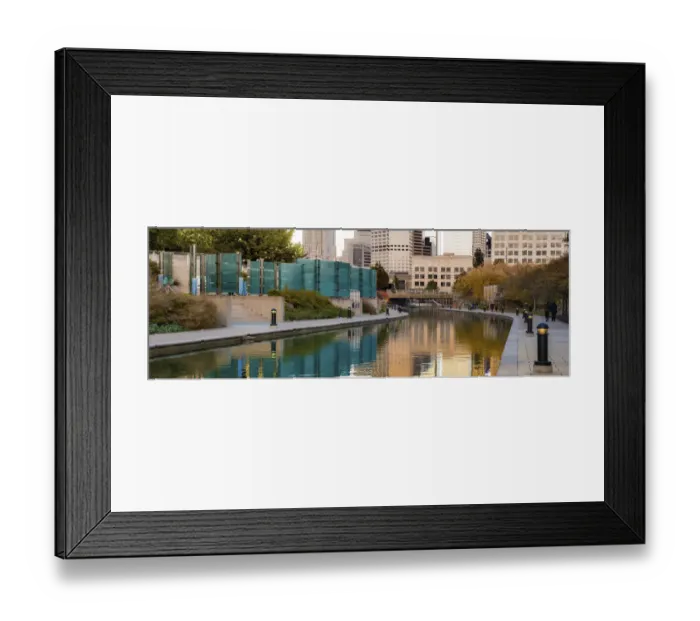 Framed Print : Canal with downtown view, White River State Park, Indianapolis, Indiana, USA Framed Print : Canal with downtown view, White River State Park, Indianapolis, Indiana, USA