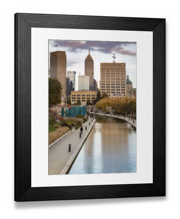 Framed Print : Canal with downtown view, White River State Park, Indianapolis, Indiana, USA Framed Print : Canal with downtown view, White River State Park, Indianapolis, Indiana, USA