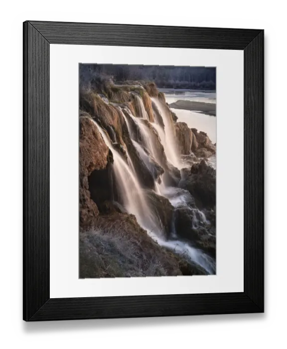 Framed Print : USA, Idaho. Fall Creek Falls flow into Snake River at sunrise Framed Print : USA, Idaho. Fall Creek Falls flow into Snake River at sunrise