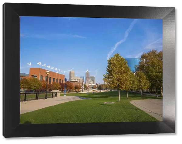 View of downtown, White River State Park, Indianapolis, Indiana, USA