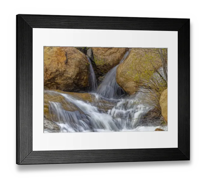 Framed Print : USA, Colorado, Rocky Mountain National Park. Close-up scenic of waterfall and rocks Framed Print : USA, Colorado, Rocky Mountain National Park. Close-up scenic of waterfall and rocks