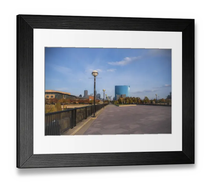 Framed Print : View of downtown from bridge, White River State Park, Indianapolis, Indiana, USA Framed Print : View of downtown from bridge, White River State Park, Indianapolis, Indiana, USA